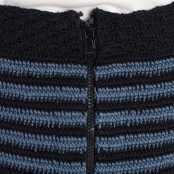 Stribet Hæklet Midi Nederdel