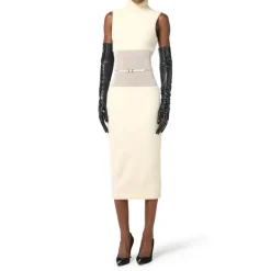 Strikket kjole med bælte