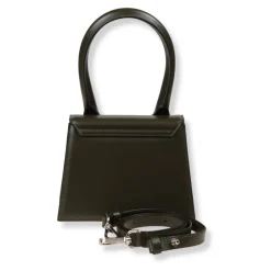 Struktureret lædertaske med aftagelig rem