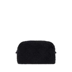 Tekstureret Sort Lynlås Taske med Logo