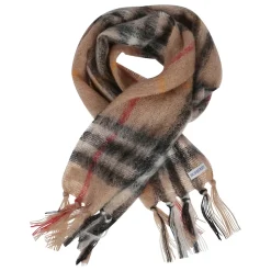 Ternet Beige Tørklæde med Frynsede Kanter