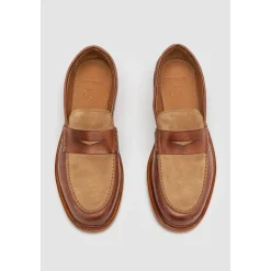 To-farvet Penny Loafer i Tan & Tobak