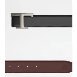 Vendbar læderbælte med T-spænde