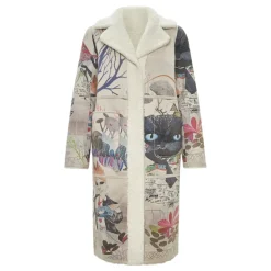 Vendbar Printet Frakke Catty - Hvid