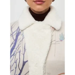 Vendbar Printet Frakke Catty - Hvid