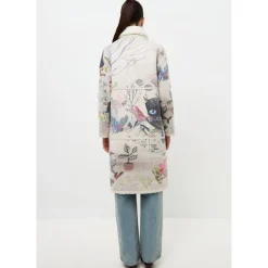 Vendbar Printet Frakke Catty - Hvid