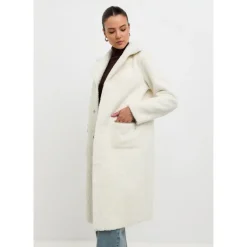 Vendbar Printet Frakke Catty - Hvid