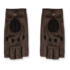 VLogo Fingerless Leather Gloves