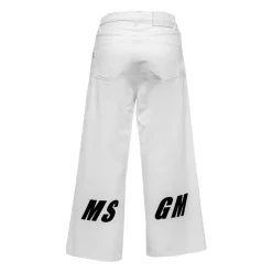 Wide-Leg Cropped Bukser med Logo