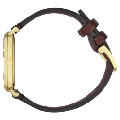 YA157411 - Grip Gult guld PVD, 3 vinduer der angiver time, minut & dato, bordeaux læderrem